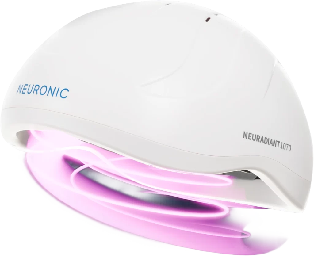 NeuroRadiant photobiomodulation (PBM) light therapy helmet used at Healthy Within